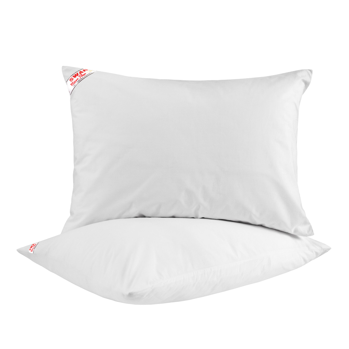 swan Two white pillows with micgro fiver on a white background