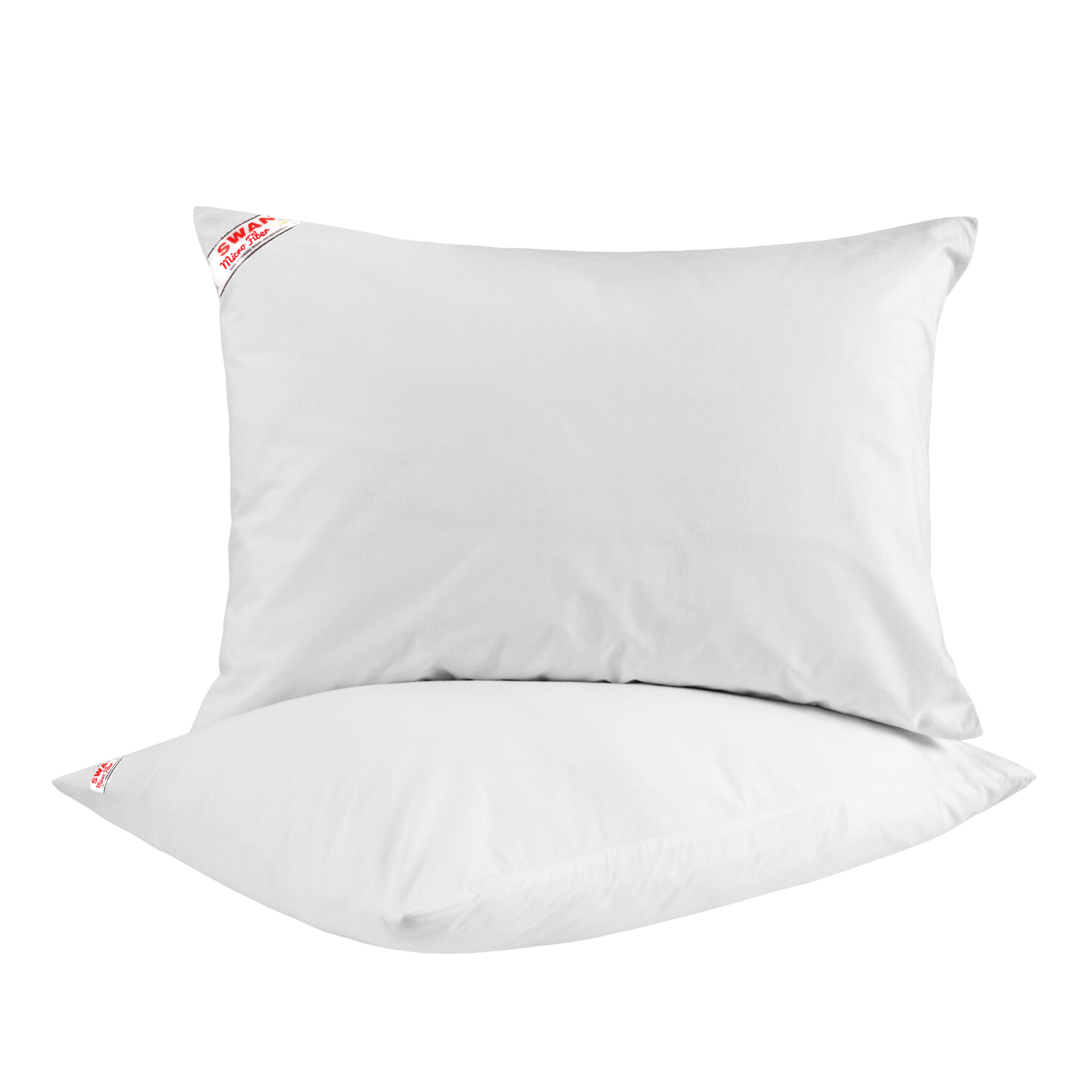 swan Two white pillows with micgro fiver on a white background