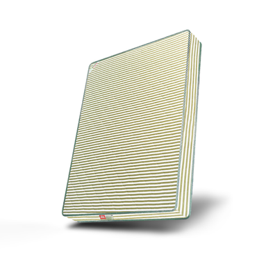 Mattress with green and white stripes on a white background