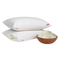 Two white Standard Back Support Fiber pillows stacked with a bowl of Standard Back Support Fiber  on a white background